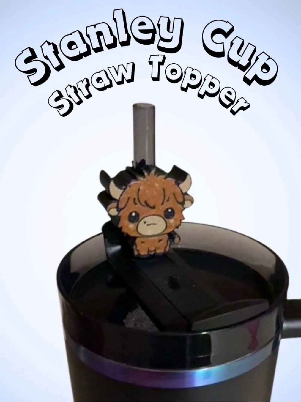 Highland Cow Straw Topper